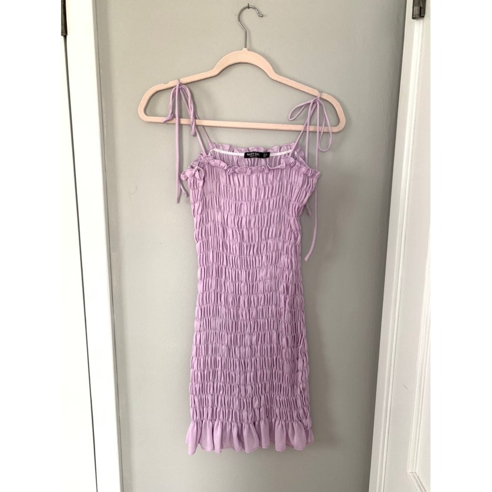 Purple Ruched Nasty Gal Form Fitting Dress